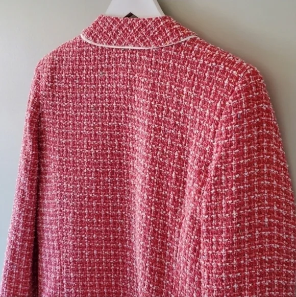 Anne Carson S Barbiecore Elle Woods Dainty Preppy Boucle Silk Tweed Blazer - Picture 10 of 13